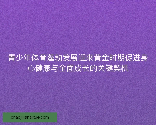青少年体育蓬勃发展迎来黄金时期促进身心健康与全面成长的关键契机